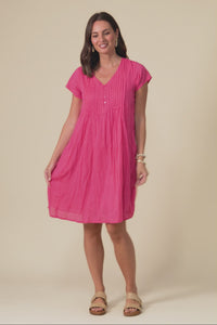 Sabina Fuchsia Crinkle Cotton Dress,Video