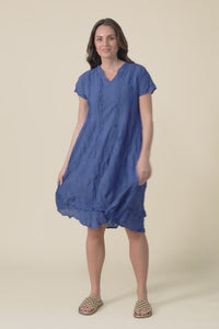 Stassi Indigo Crinkle Cotton Dress,video