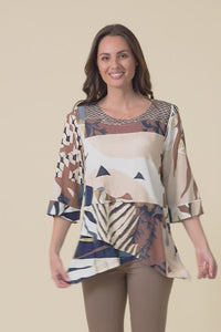 Anya Navy Leaf Linen Cotton Top,video