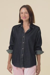 Abriella Dark Blue Denim Shirt,Video