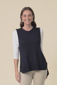 Laurell Navy Knit Crewneck Vest,Video