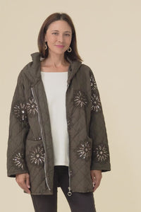 Mintaro Chocolate Sequin Quilted Jacket,Video