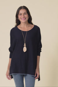 Nick Navy Organic Cotton Knit Jumper,Video