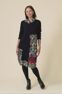 Deola Black Patchwork Knit Dress,Video