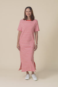 Merry Orange Stripe Cotton Tee Dress,Video