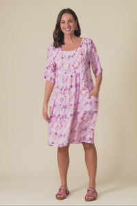 Nina Pink Abstract Pocket Dress,Video