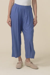 Belinda Blue Linen Blend Cropped Pants,Video