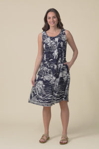 Enya Navy Beach Cotton Dress,video