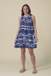 Willa Navy Tie Dye Crinkle Cotton Dress,video