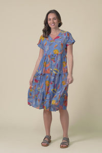 Lania Orange Garden Crinkle Cotton Dress,Video