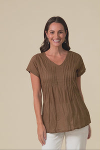 Fia Mocha Crinkle Cotton Top,Video