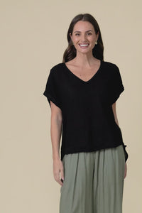 Dorian Black Linen Cotton Top,Video