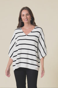 Derby White Stripe Cotton Blend Knit Top,Video