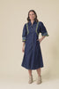 Aerome Blue Denim Puff Sleeve Dress,Video