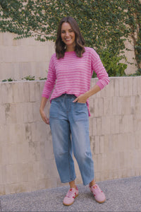 Natasha Blush Stripe Knit Top,Video
