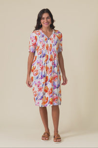 Leticia Orange Flower Midi Dress,Video
