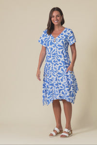 Bryant Blue Splash Linen Cotton Dress,Video