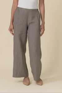 Xandra Dark Taupe Linen Pocket Pants,Video