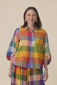 Wesley Orange Check Cotton Shirt,Video