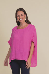 Chaya Hot Pink Linen Top,Video
