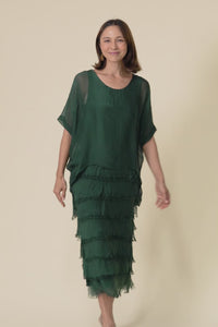 Britt Green Silk Layer Dress,Video