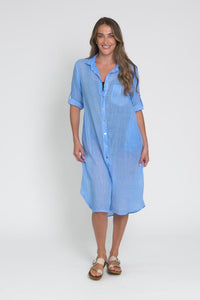 Hailey Blue Cotton Button Kaftan,Video
