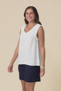 Inez White Linen Tank,Video