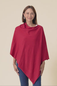 Amy Burgundy Wool Blend Poncho,Video