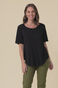 Ariana Black Cotton Tee,Video