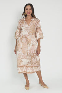 Erica Natural Abstract Cotton Tie Dress,Video