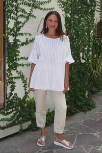 Selma White Crinkle Cotton Top,Video