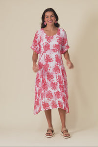 Amberley Red Garden Cotton Blend Dress,Video