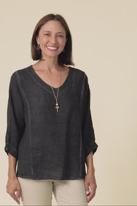Ziola Black Linen Cotton Top,Video