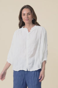 Feyra White Crinkle Cotton Blouse,video