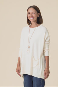 Helsinki Cream Knit Pocket Jumper,Video