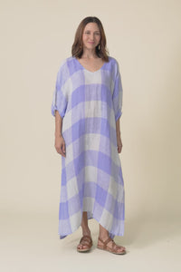 Marcel Blue Check Linen Dress,video