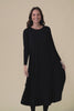 Black Long Sleeved Micro Modal Drape Dress,Video