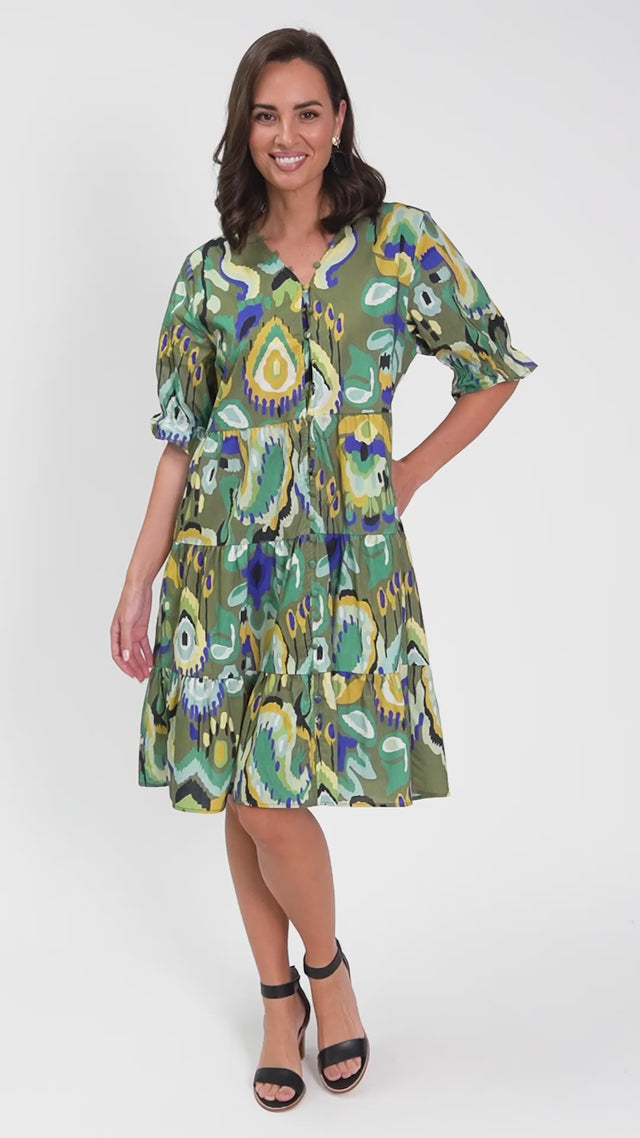 Anielle Emerald Abstract Tier Dress thumbnail 2
