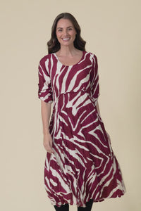 Juna Burgundy Abstract Crescent Dress,Video