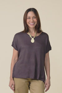 Rawlins Chocolate Cotton Knit Top,Video