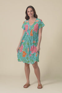 Sabina Pink Tropical Crinkle Cotton Dress,video