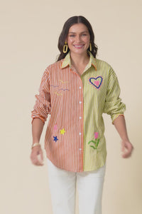 Woods Yellow Summer Cotton Embroidered Shirt,Video