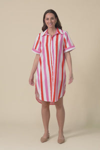 Chatham Red Stripe Palm Cotton Dress,video
