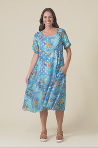 Darling Aqua Burst Foil Crescent Dress,Video