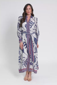 Tierra Palm Shadow Cotton Silk Dress,Video