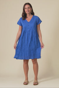 Sabina Blue Crinkle Cotton Dress,Video