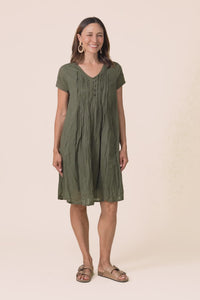 Sabina Sage Crinkle Cotton Dress,video