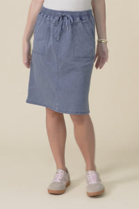 Dinah Washed Blue Cotton Drawstring Skirt,video