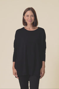 Meryl Black Wool Blend Drape Jumper,Video