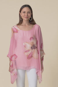Posie Pink Flower Silk Overlay Top,Video
